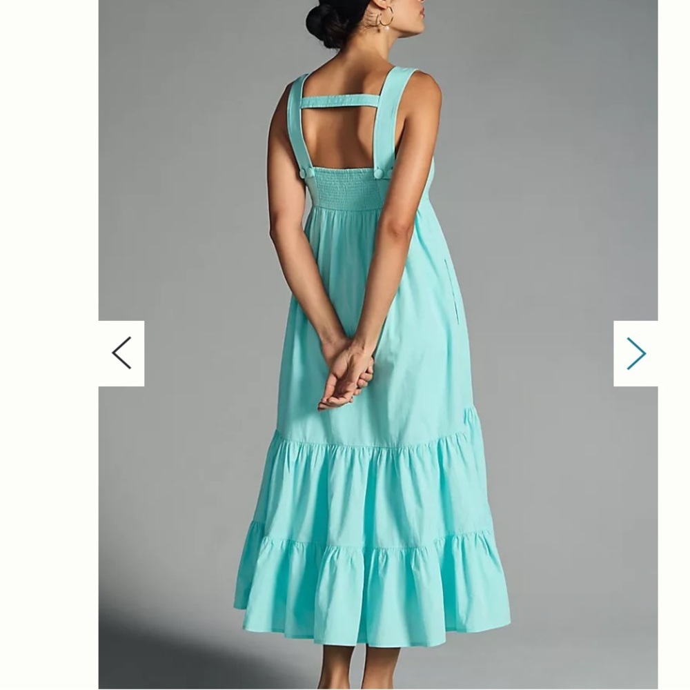 NWT Anthropologie By Anthropologie Square-Neck Tiered Dress Size M - Picture 3 of 14